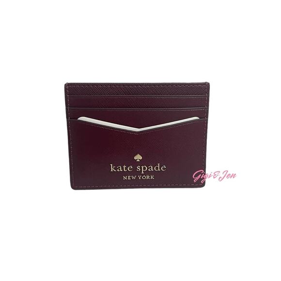 Kate Spade New York Staci Small Slim Card Holder deep berry New - Picture 1 of 5
